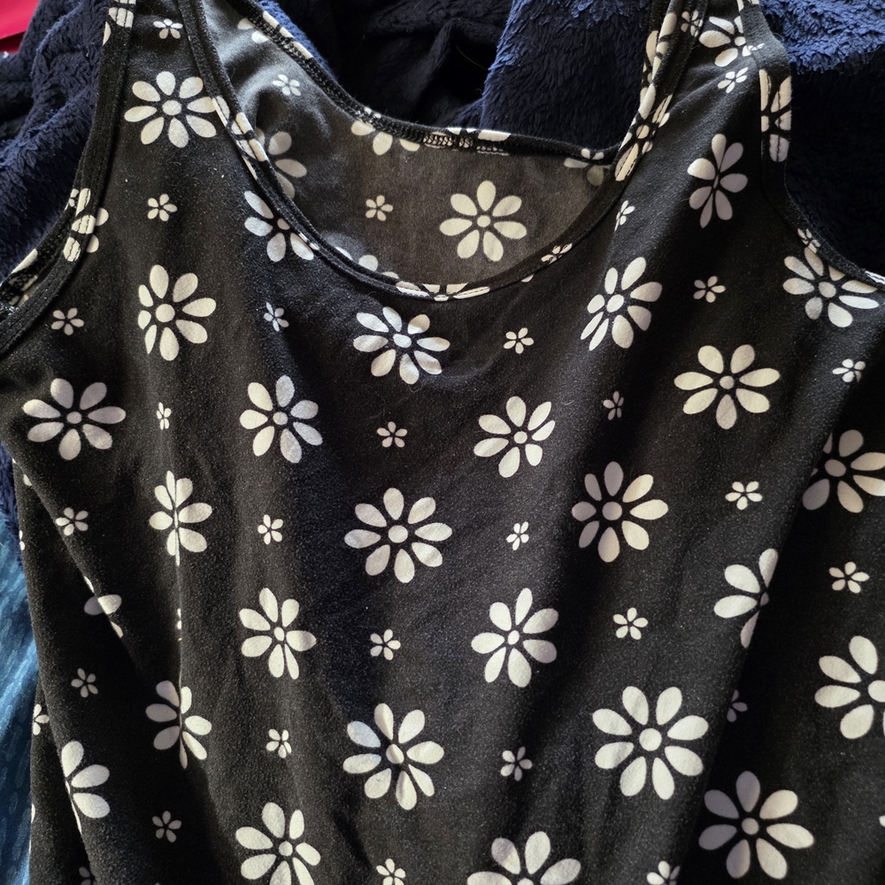 No Boundaries Floral Black and White Tank Top